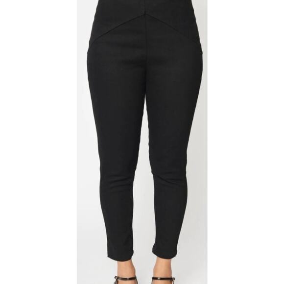 Unique Vintage Black High Waist V Front Pants M 6 8 NWOT - Picture 3 of 4